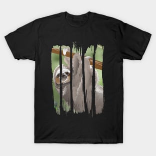 Beautiful happy sloth hanging on the tree T-Shirt